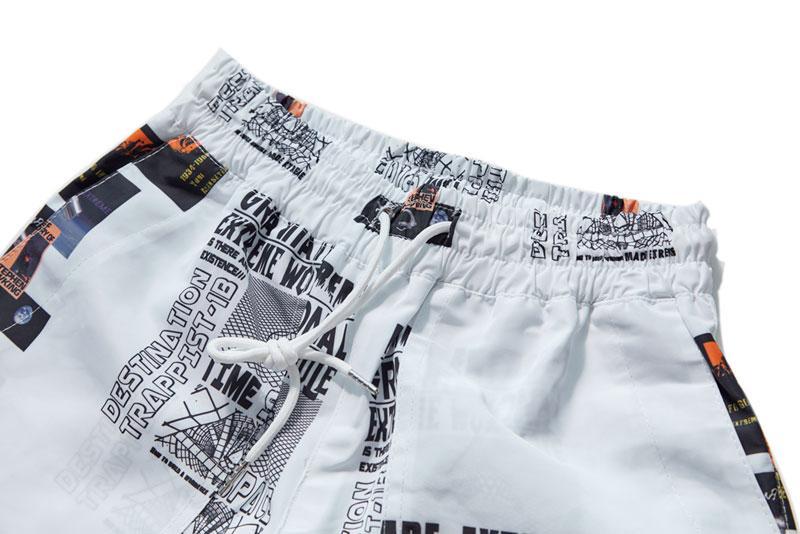 Newspaper Print Joggers - White-Jeans & Joggers-TheRunUp-[option4]-[option-5]