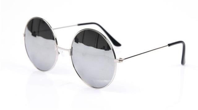 Round Frame Sunglasses - White Silver
